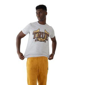 New True Religion Horse Shoe Logo Short Sleeve T-Shirt Gray Men's Size X-Large